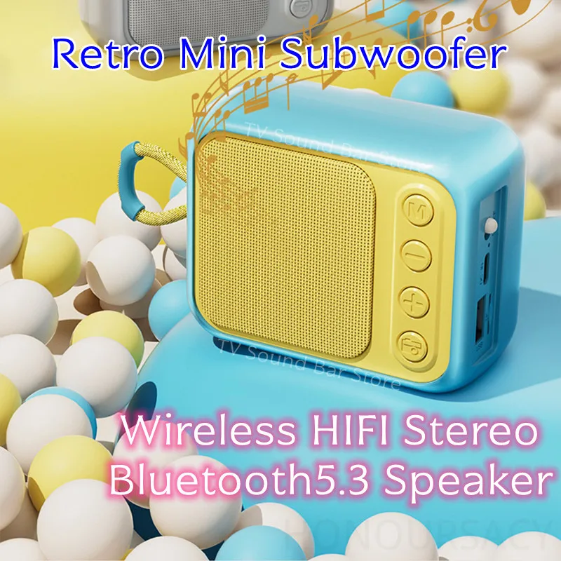 

Беспроводной HIFI стерео Bluetooth5.3 динамик 2000 мАч аккумулятор настольный домашний уличный портативный мини-сабвуфер для TF TWS FM MP3-плеер