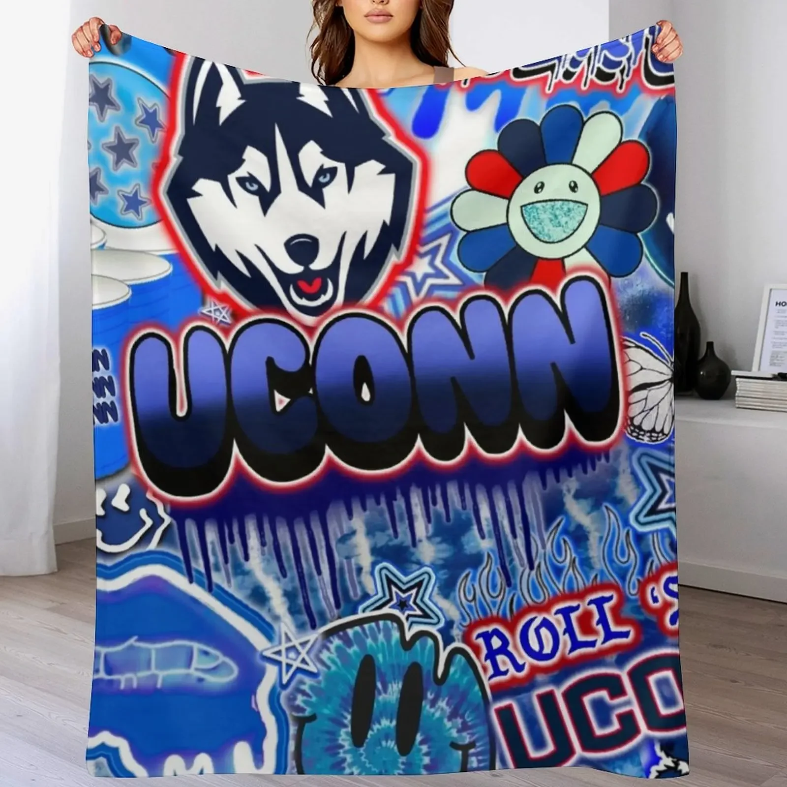 U C O N N Throw Blanket Cozy Microfiber Throw Blanket for Home Bedroom