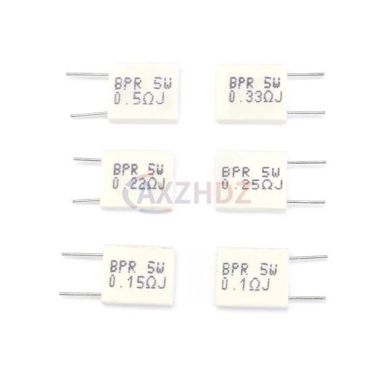 5PCS BPR MPR SLR 5W 0.01R - 0.5R Non-inductive Ceramic Cement Resistor Resistance 0.05R 0.1R 0.15R 0.22R 0.25R 0.33R 0.47R Ohm