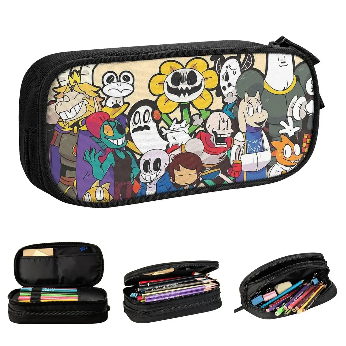 

Undertale Pencil Case Sans Dog Papyrus Game Pencil Pouch Pen Box for Student Big Capacity Bag Students School Gift Accessories