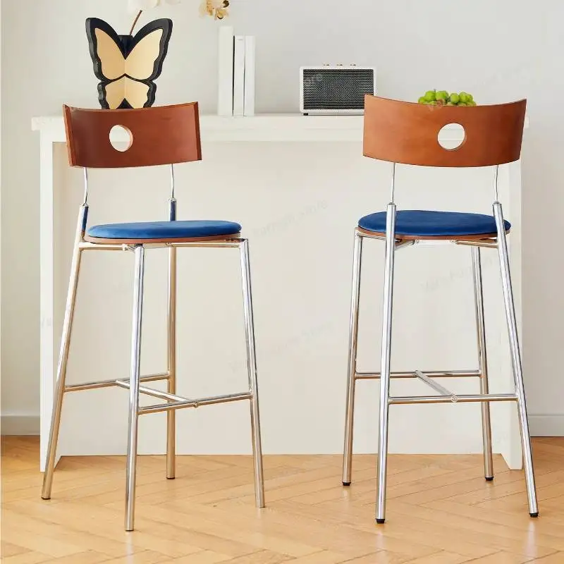 

Designer Decorative Bar Chair Metal Elegant Modern Nordic Kitchen Bar Chair Office High Upholstered Silla Alta Furniture