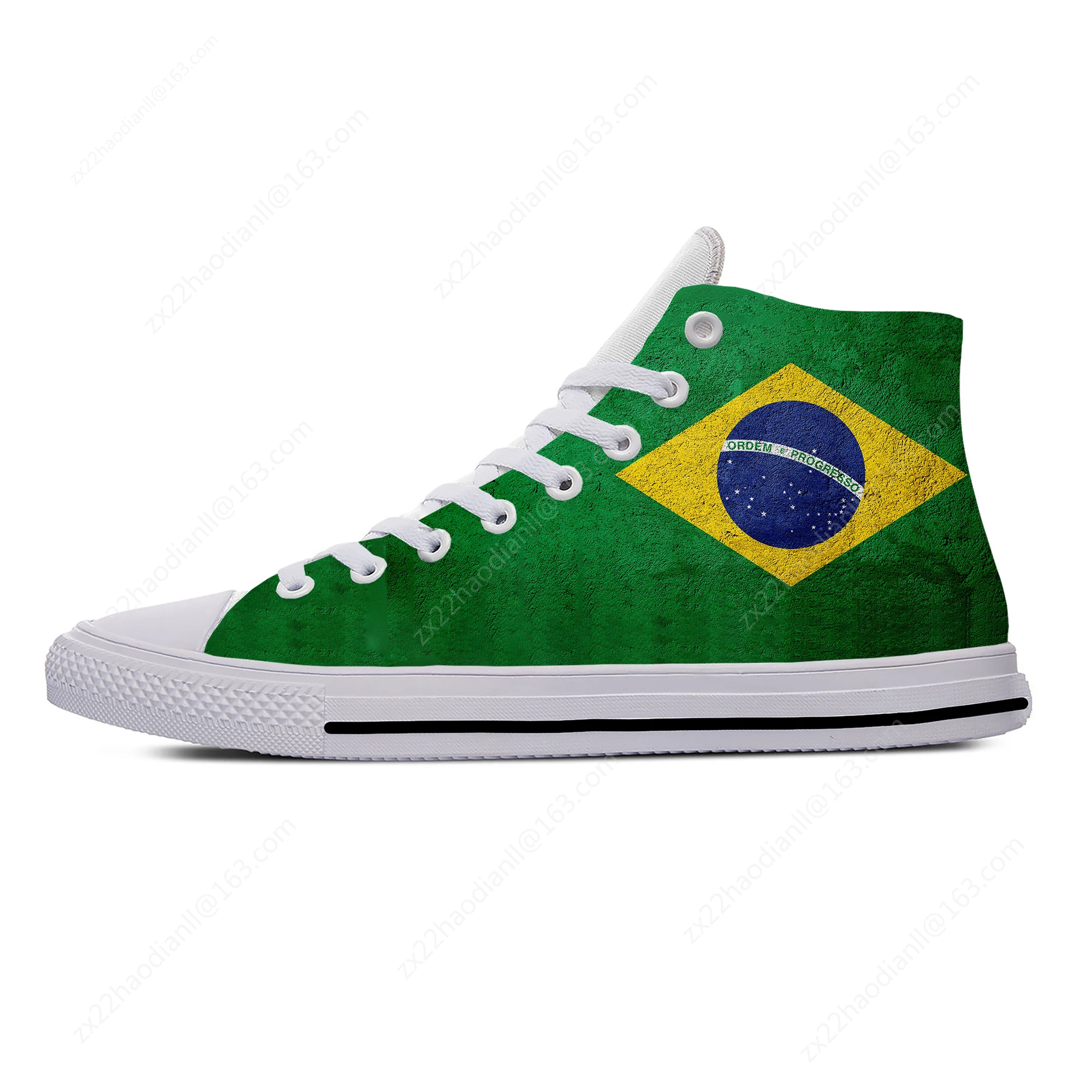 Hot Brazil Brazilian Flag Patriotic Funny Fashion Casual Cloth Shoes High Top Lightweight Breathable 3D Print Men Women Sneakers