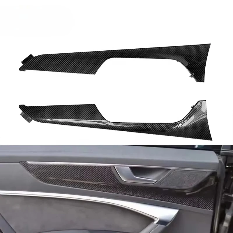 8 قطعة السيارات ألياف الكربون الحقيقية سيارة الداخلية الزخارف استبدال مجموعات الداخلية غطاء لوحة القيادة ل A6 C8 2021 #6