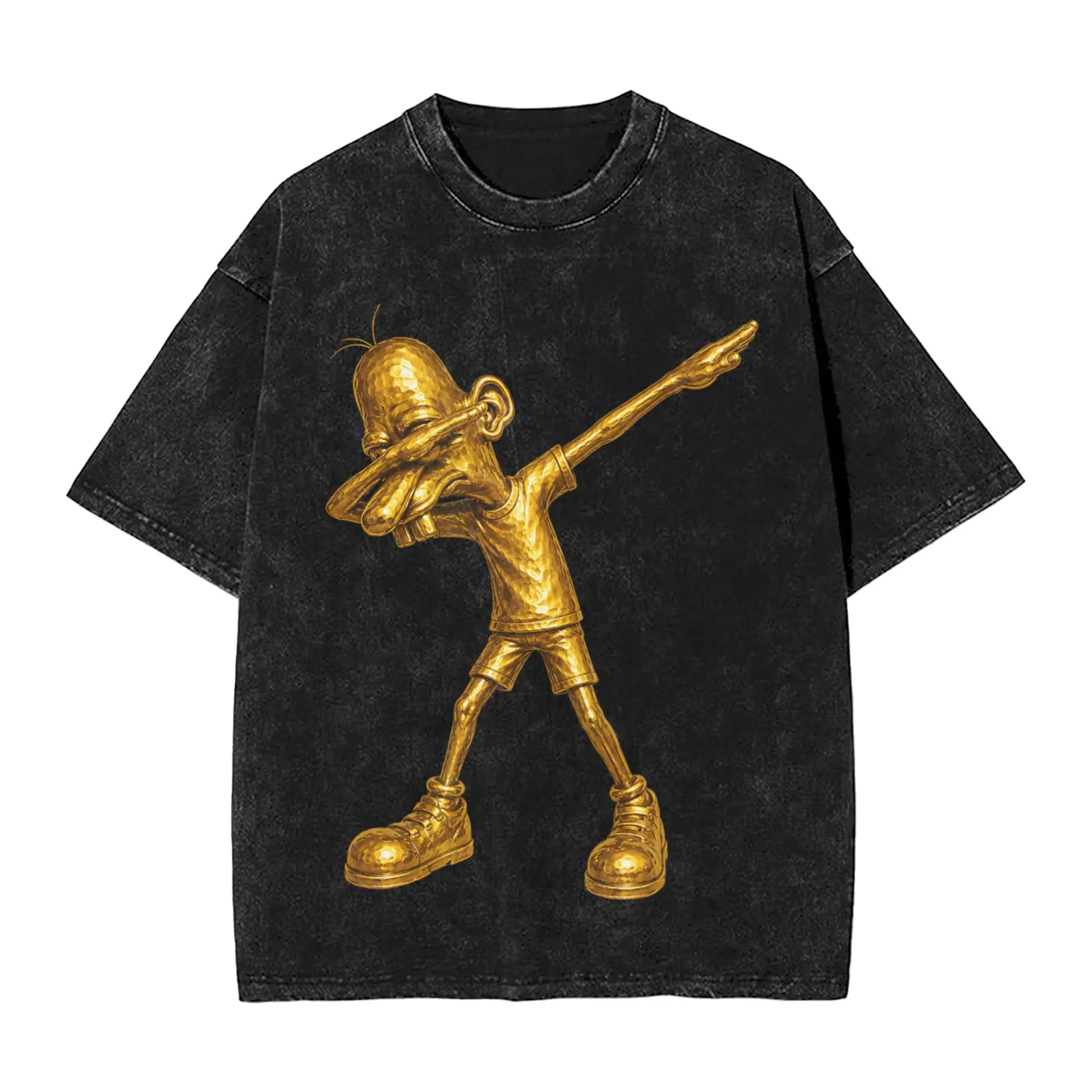 Funny Viral Golden Meme Neegy Dabbing Pose T Shirts Washed Oversize T-Shirt  Vintage for Men Women Tops Streetwear Printed Tees