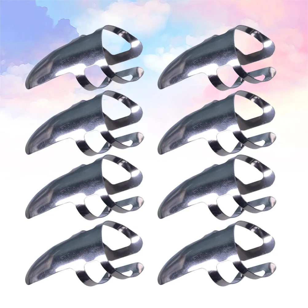 9Pcs Stainless Steel Guitar Forefinger Picks Bass Finger Pick Adjustable Nail Plectrums Protective Music Accessories