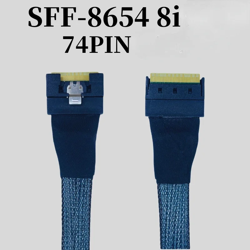 24Gbps Computer Server High Speed Data Extension Cable SlimSAS 4.0 Adapter SFF-8654 8i to SFF-8654 8i 74Pin GEN4 PCIE 4.0 SAS4.0