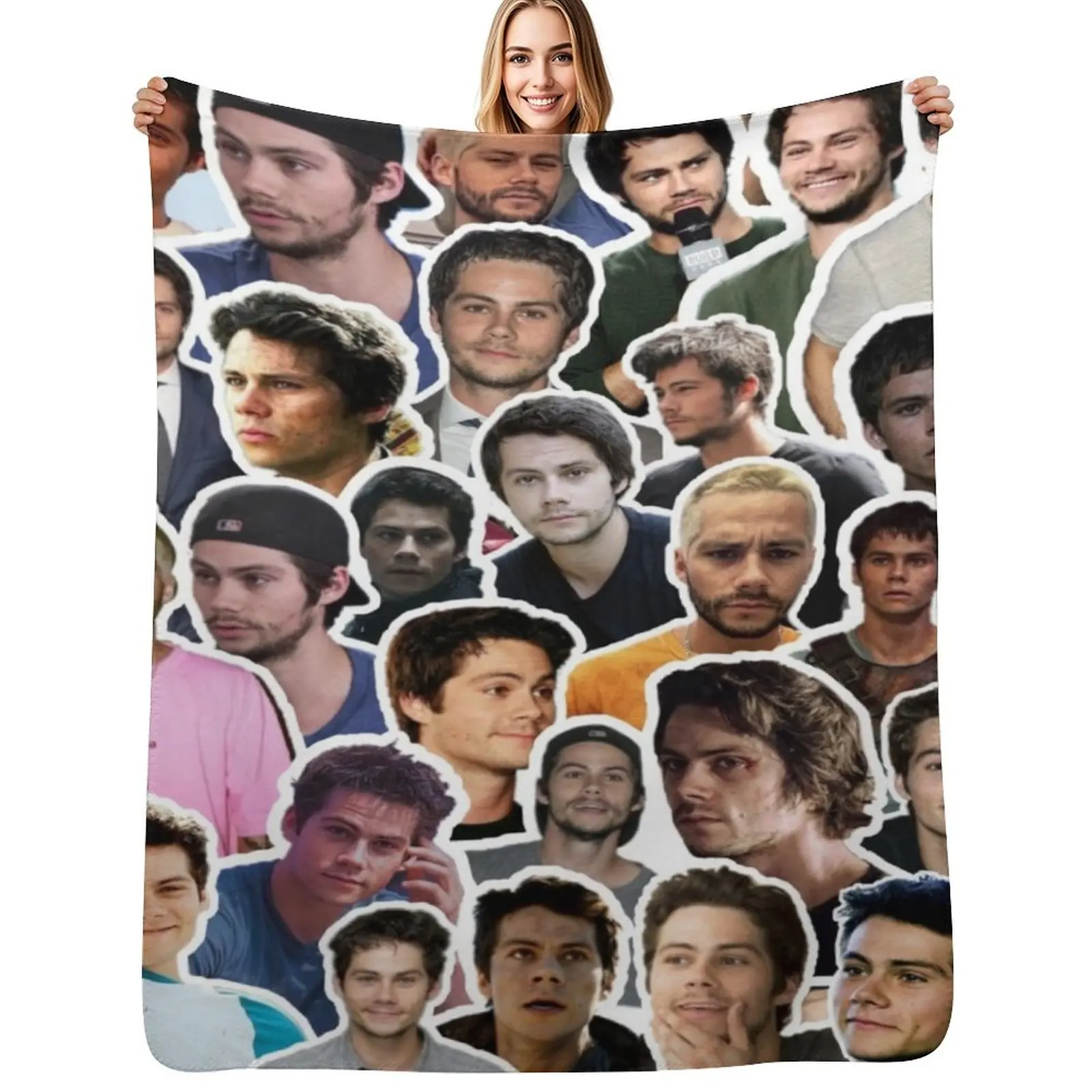 Dylan Obrien Collage Throw Blanket Extra Large Throw Soft Plaid Personalized Gift Decorative Throw Furrys for winter Blankets