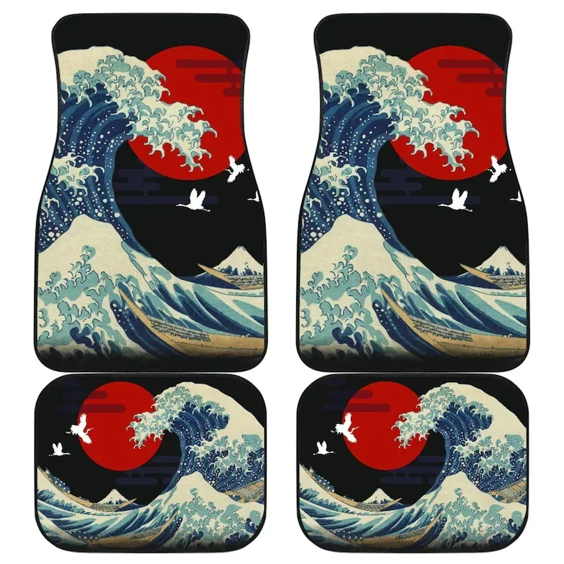 Kanagawa Big Wave  Mats  Universal Anime Custom Mats 4-Piece Set  Accessories  Floor Mats