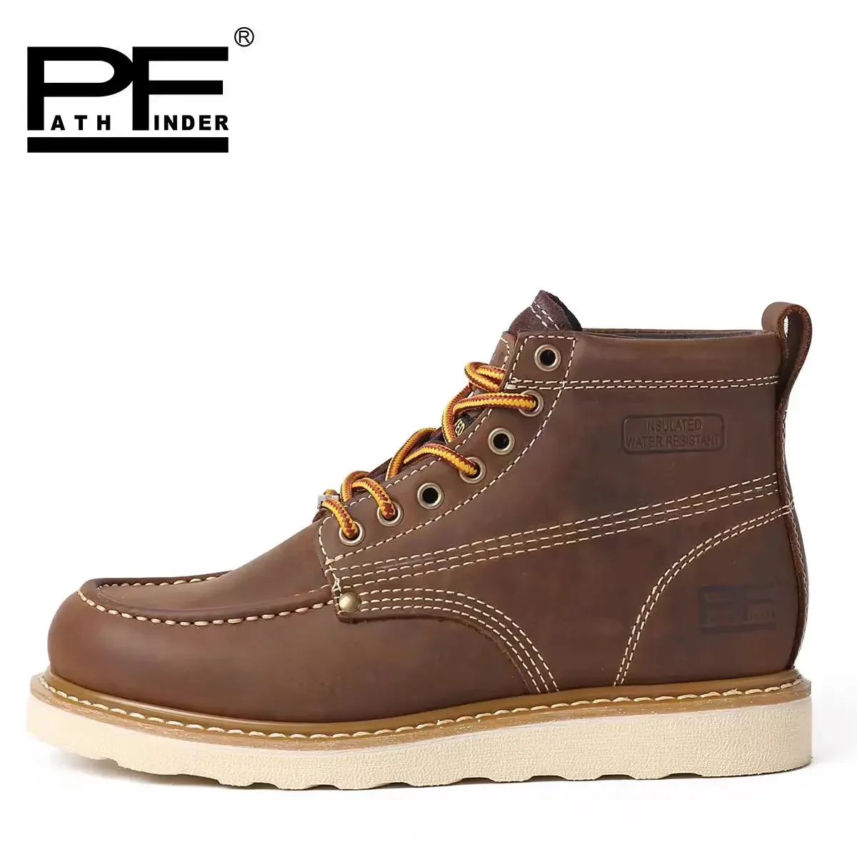 Vintage British Men's Genuine Leather Motorcycle Boots Casual Mid-calf Goodyear-Weld Work & Safety Shoes Tooling Boots