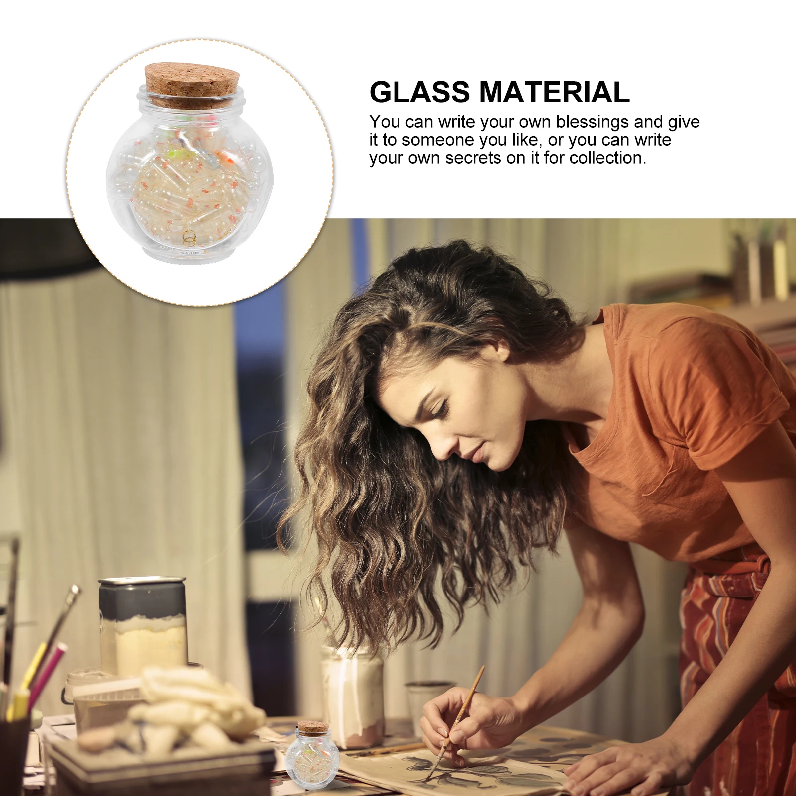 

1 set Night Glow Paper Rolls Message Capsule Creative Love Letter Set For Wishing Drift Bottle Glass Container Home Decor