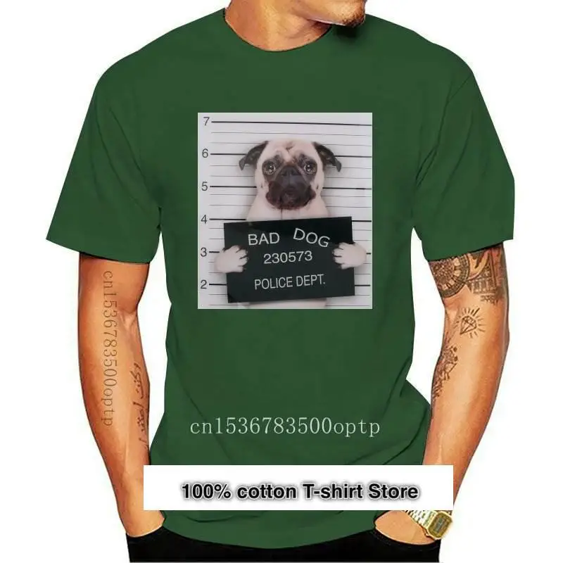 Camisetas de Pug divertidas para hombre, camisa de manga corta a la medida, con cuello redondo, color azul, nueva