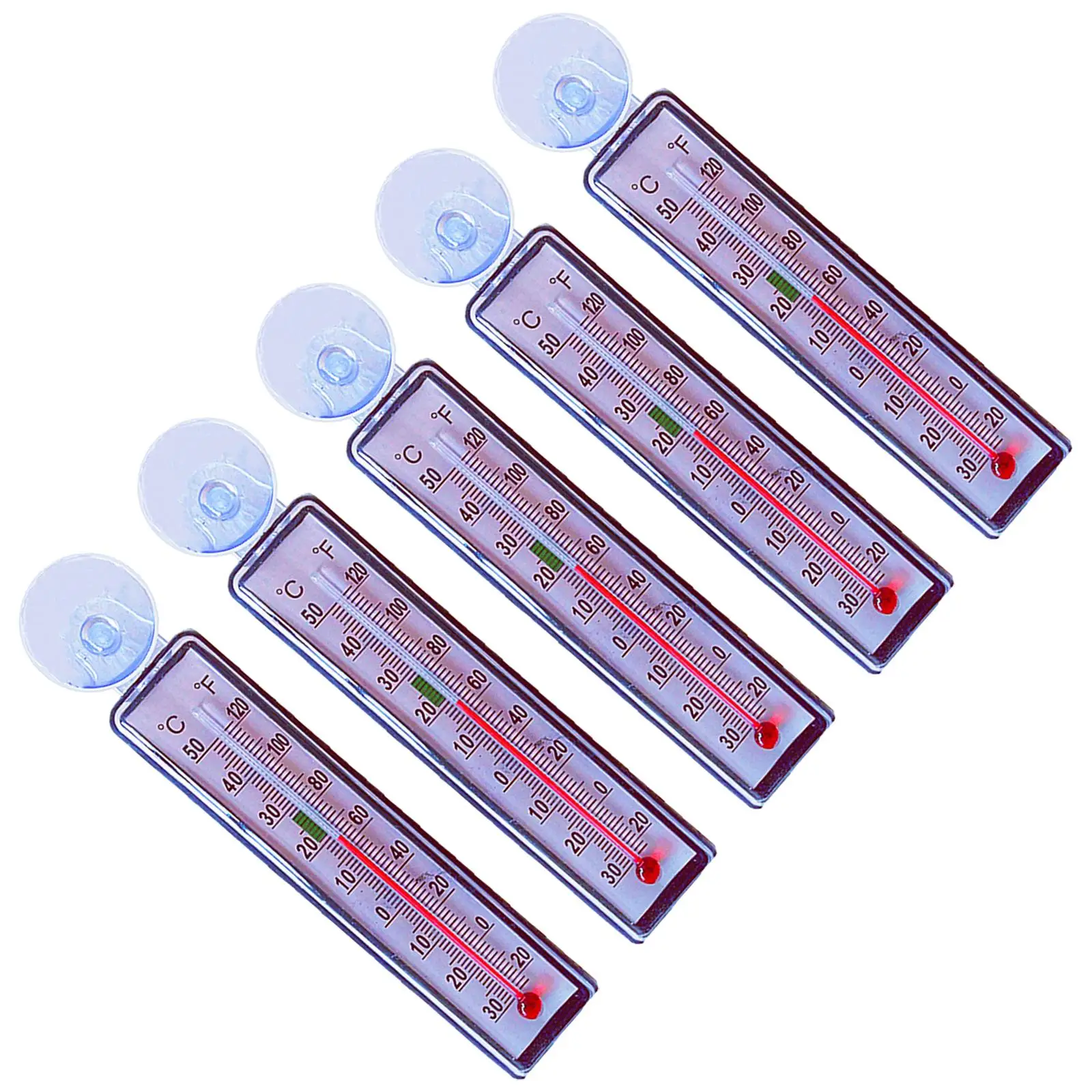 5x Floating Thermometer Accurate Measurement Analog for Freshwater and Saltwater Glass Tube Large Range with Suction Cup