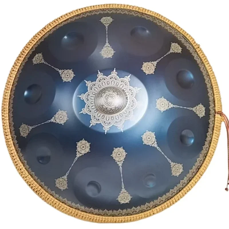 22 Inch 12,10,9 Notes Carve Blue Steel Tongue Handpan Drum, Music Percussion Instrument, Yoga, Meditation, 432Hz