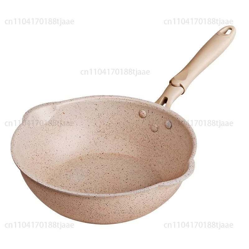 Thickened Bottom Stone Frying Pan Multifunction Non-Stick Pans Deep Nougat Pot Big Mouth Wok Pan 20/24/26/28cm