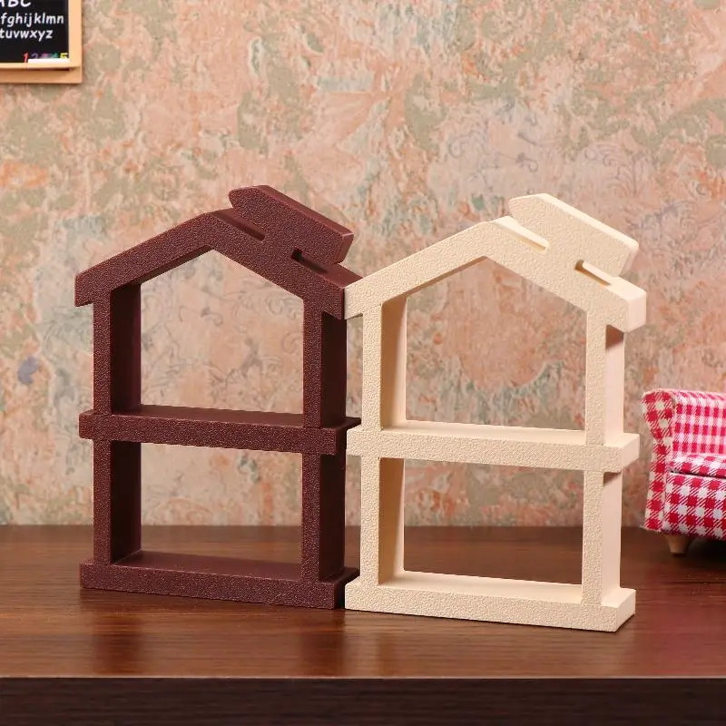 1/12 Domek dla lalek Symulacja Dwupoziomowy Regał na Książki Model Mebli do Domku dla Lalek Dekoracja Zabawka Akcesoria do Domku dla Lalek