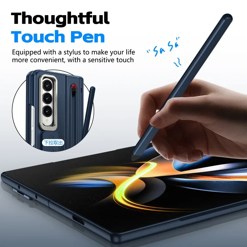 Etui na telefon Samsung Galaxy Z Fold 7 6 5 4 3, z folią HD, uchwytem na obiektyw, z piórem, etui all-in-one, wygodne w użyciu. — zdjęcie produktu 5