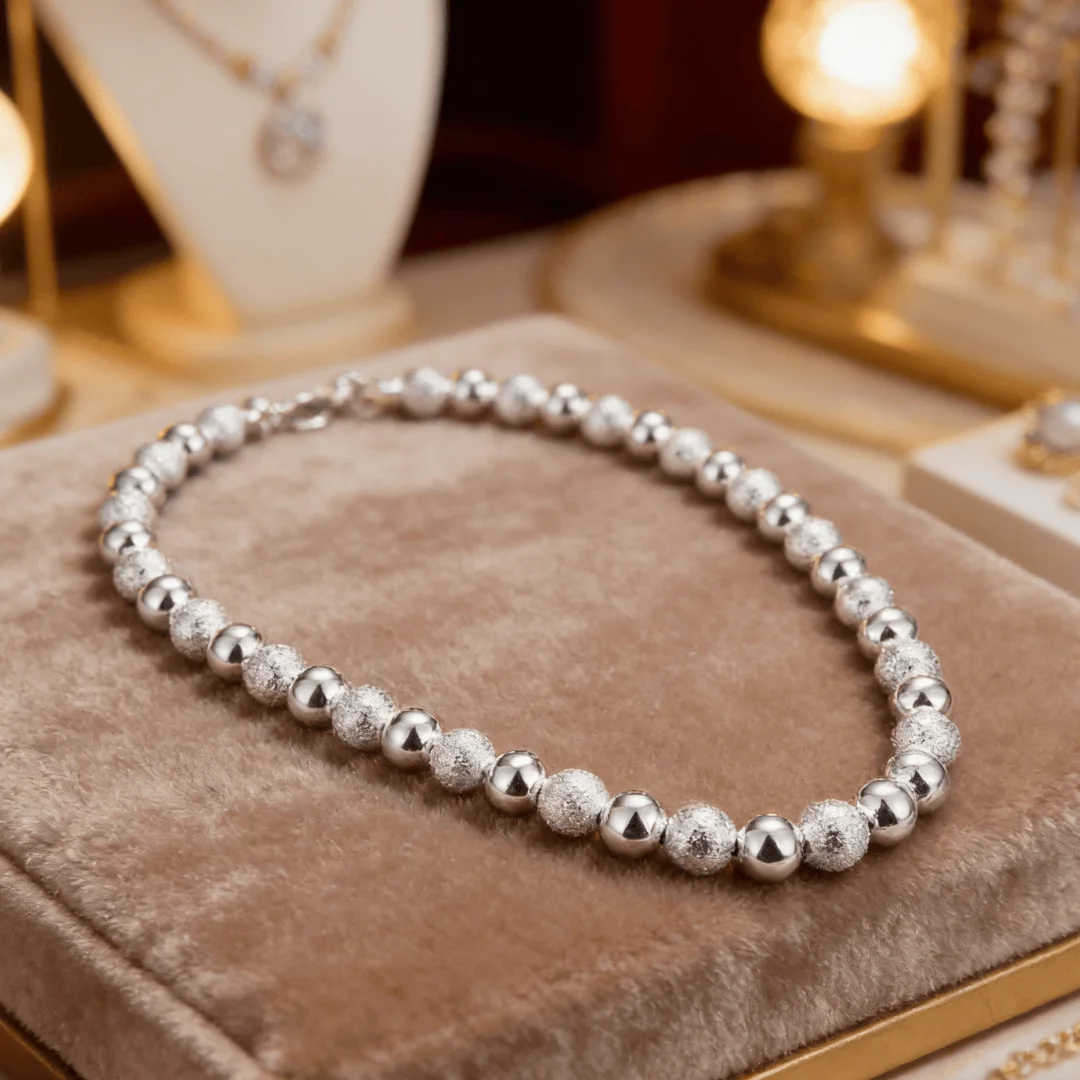 

New Original 925 Sterling Silver Necklaces Jewelry 20 Inches 8MM frosted smooth beads Fashion necklace for women wedding Gifts