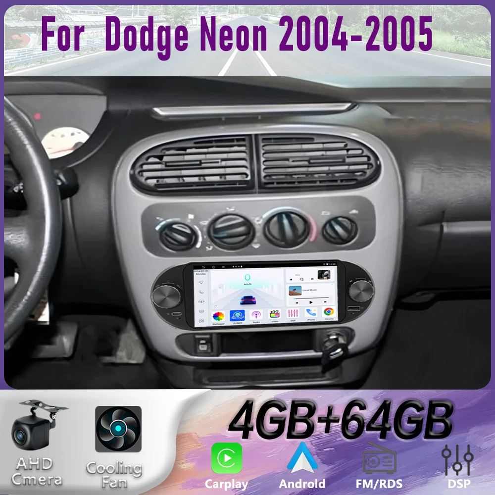 

6" For Dodge Neon 2004-2005 Car Radio Steering Wheel Control Google Map Stereo GPS Reversing Image 2DIN Head Android 15 4+ 64GB