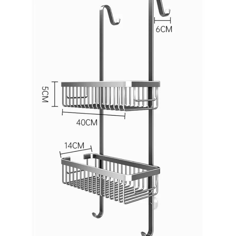 Hot Sale Nordic Non Free Bathroom Rack Hollow Out Drain Shower Room Hanging Basket Ventilated Breathable Glass Room Hanging Rack