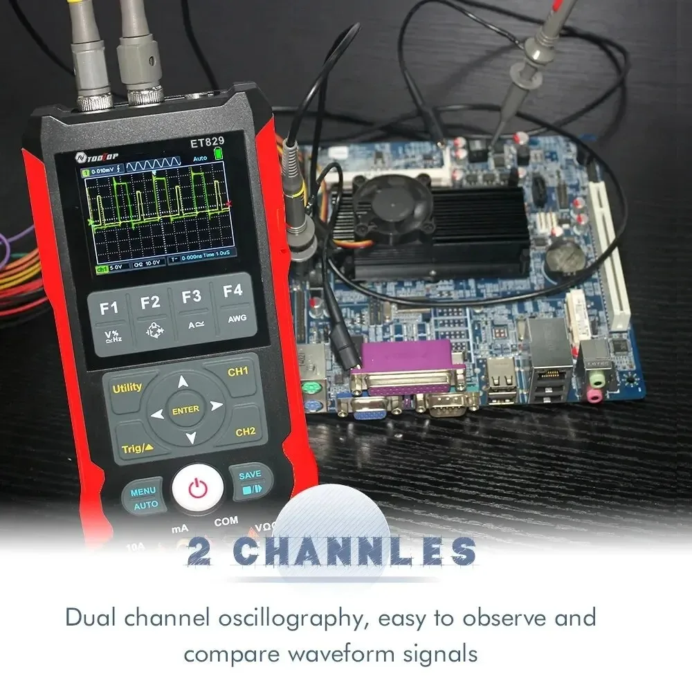 TOOLTOP ET829 2 Channel 250MSa/s 80MHz Digital Storage Osclloscope Multimeter Signal Generator 3 in 1 Multifunction Oscilloscope