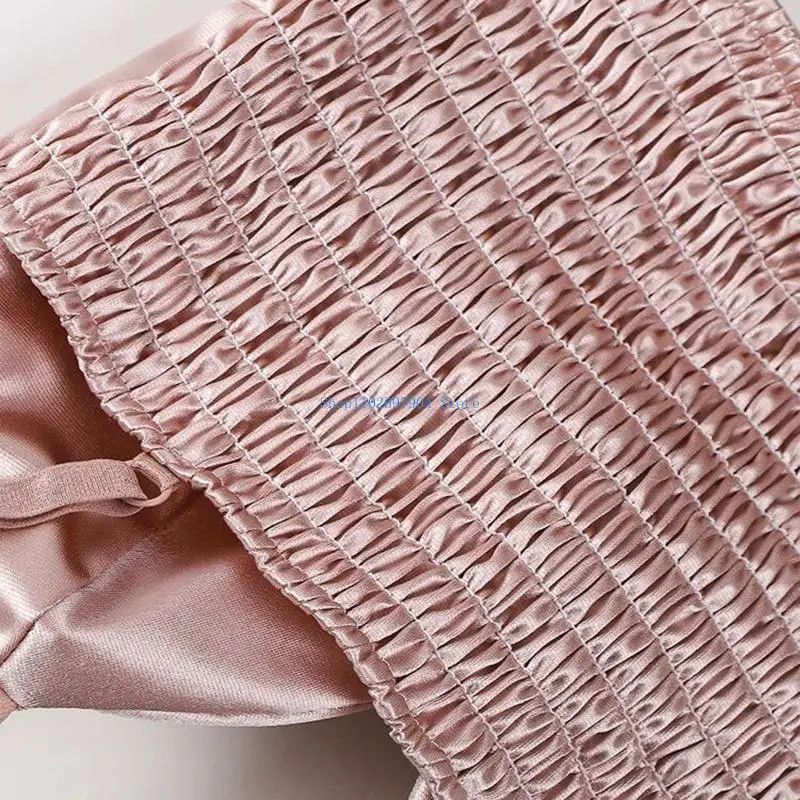 N7YF Women French Satin Spaghetti Pasek Camisole Seksowna głęboka dekolt w szpic na trójkąt kubek wyściełany top shirred