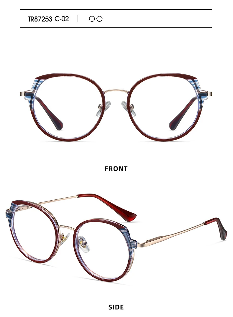 Runder Retro-Brillenrahmen für Damen, ultraleicht und bequem, Dänemark, koreanisches Design, Glasse, 2023, neu – Detail 10
