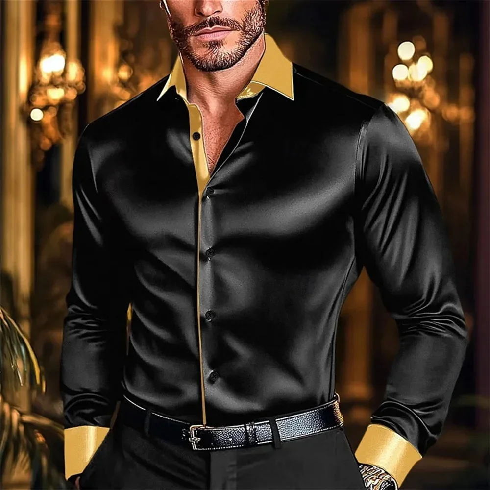 2025 chemises pour hommes chemises décontractées chemises Disco Performance mariage noir blanc bordeaux vert manches longues revers vêtements XS-6XL