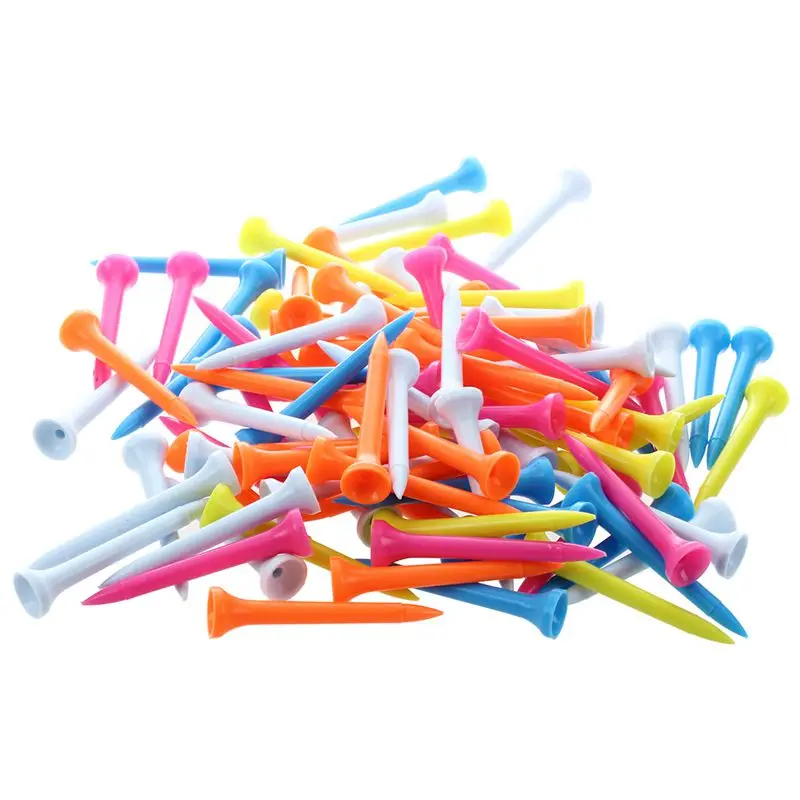 

100 Pcs Golf Tees 54 mm Plastic Mixed Color