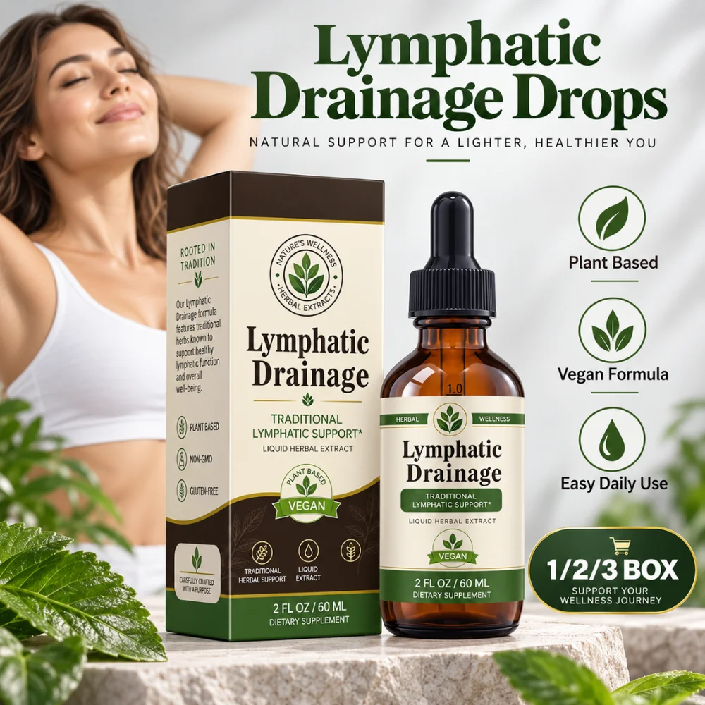 Herbal Lymphatic Support Drops 60ml Vegan Plant Based Liquid Supplement Rapid Absorption Water Retention Swelling Care