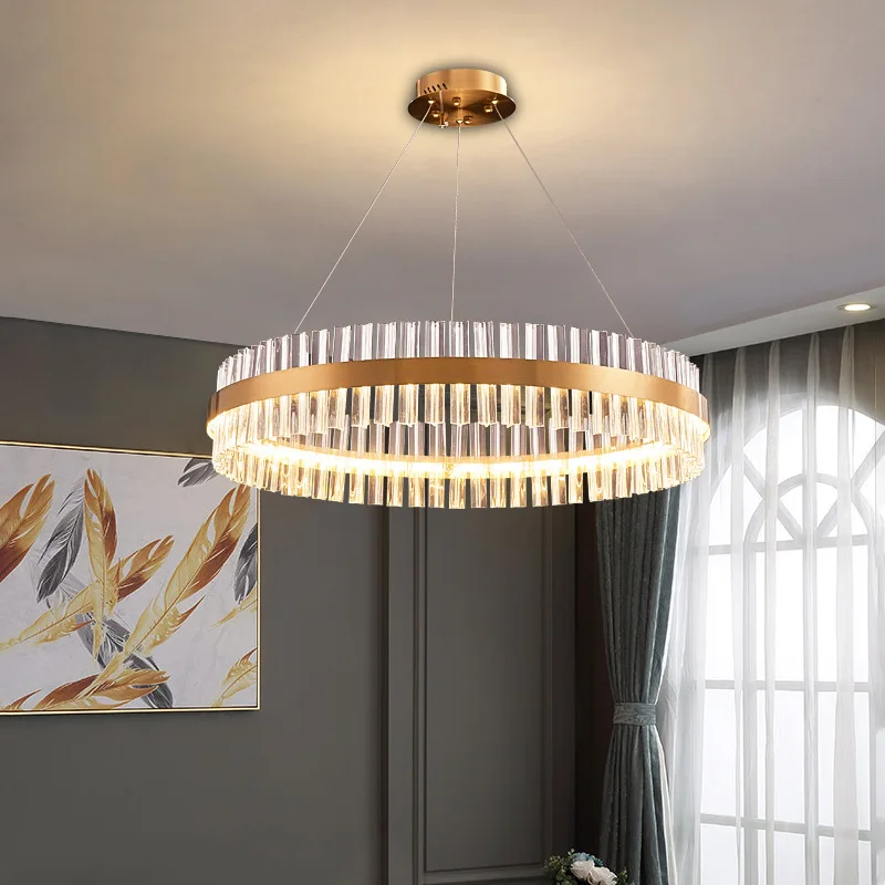 

Light Luxury Crystal Chandelier Villa Round Crystal Pendant Light Bedroom Living Room LED Ceiling Lamp Hotel Luxury Lamp Oval