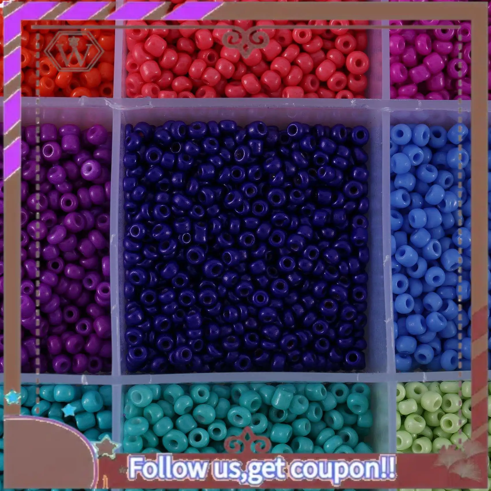 

(New)-48000 Pcs Multicolor 2Mm Pony Glass Seed Beads With Lobster Clasps, Open Jump Rings And Elastic Crystal String