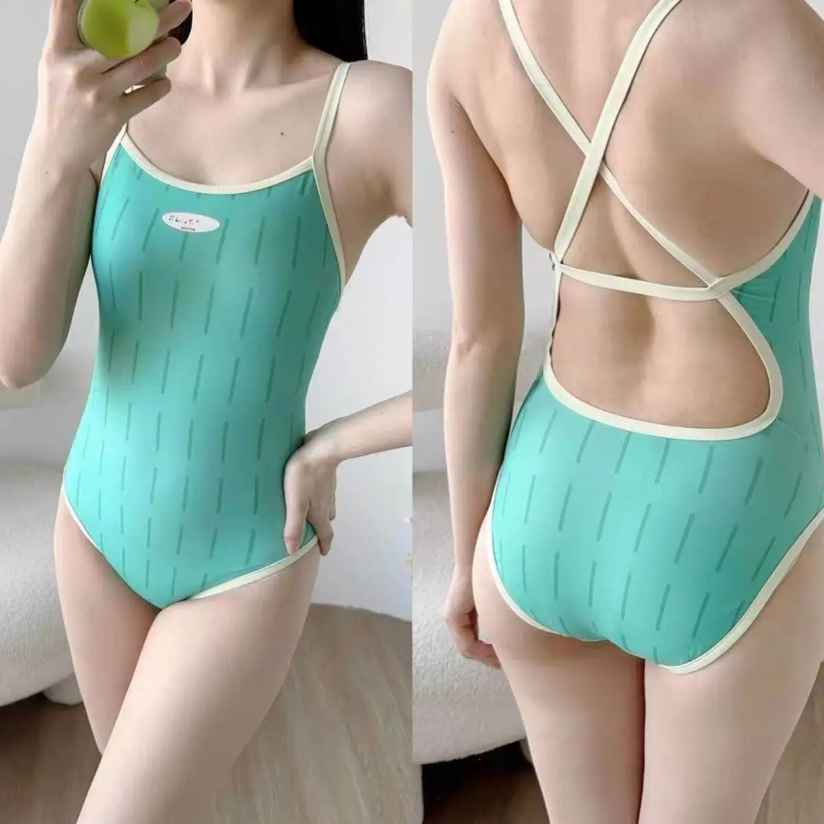 

Профессиональный быстросохнущий купальник-монокини для скоростного плавания, скрывающий живот, без рукавов, с круглым вырезом, женский