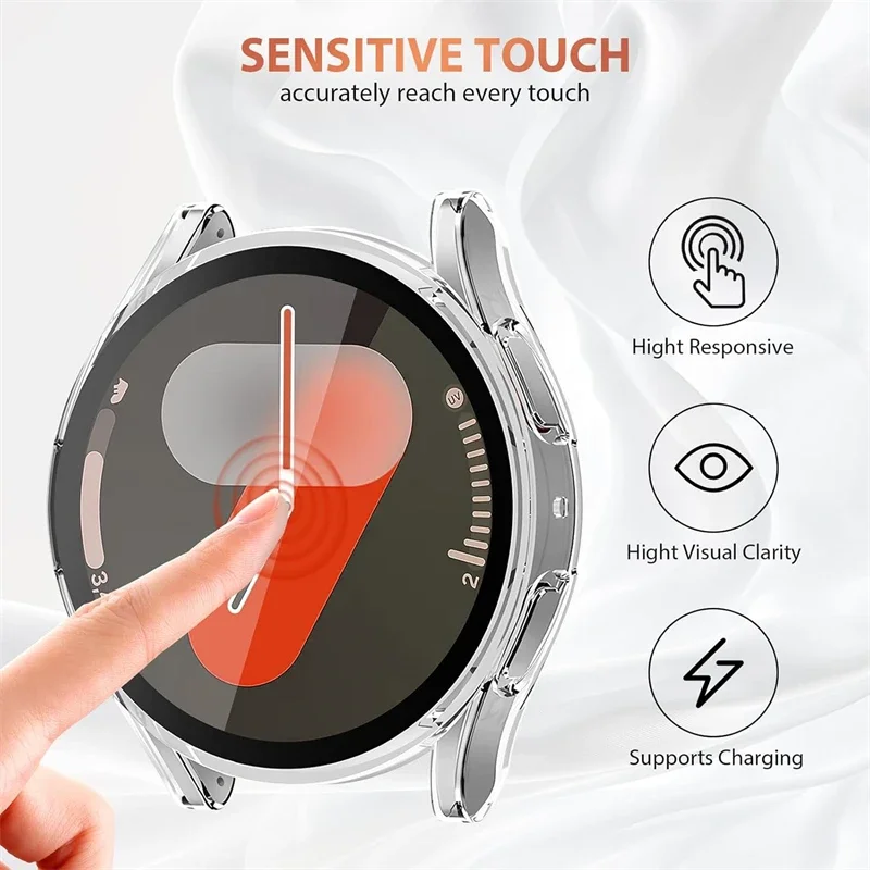 Protector Case For Samsung Galaxy Watch 8 7 6 5 4 40mm 44mm Soft TPU Screen Protector All Coverage Protective Cover Accessories