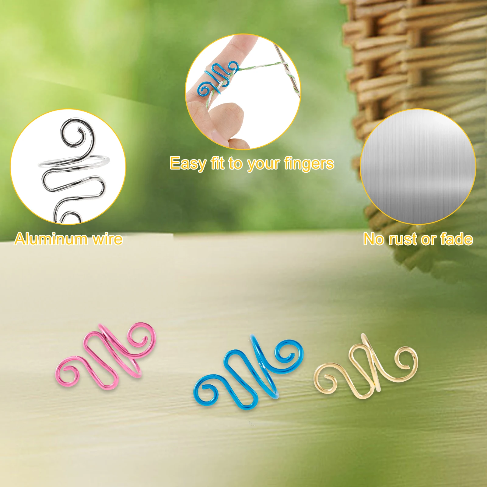 5Pcs Crochet Tension Ring for Finger Lefties and Righties Yarn Tension Control Ring Alloy Crochet Tension Ring for Crochet Lover