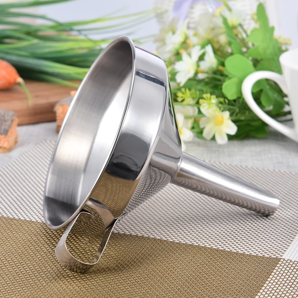 16/14/12/10cm Wide Mouth Funnel Stainless Steel Funnel Kitchen Oil Liquid Funnel Detachable Filter Strainer Jars Canned Filter