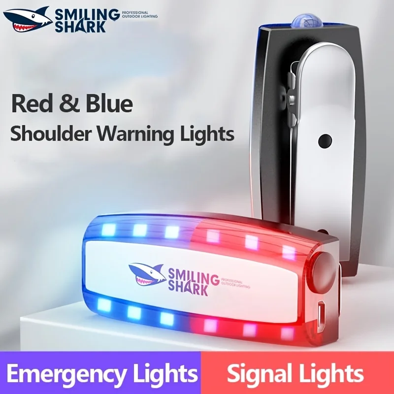 Luz de señal de advertencia estroboscópica roja y azul, linterna recargable por USB, Clip de seguridad para el hombro, alarma magnética