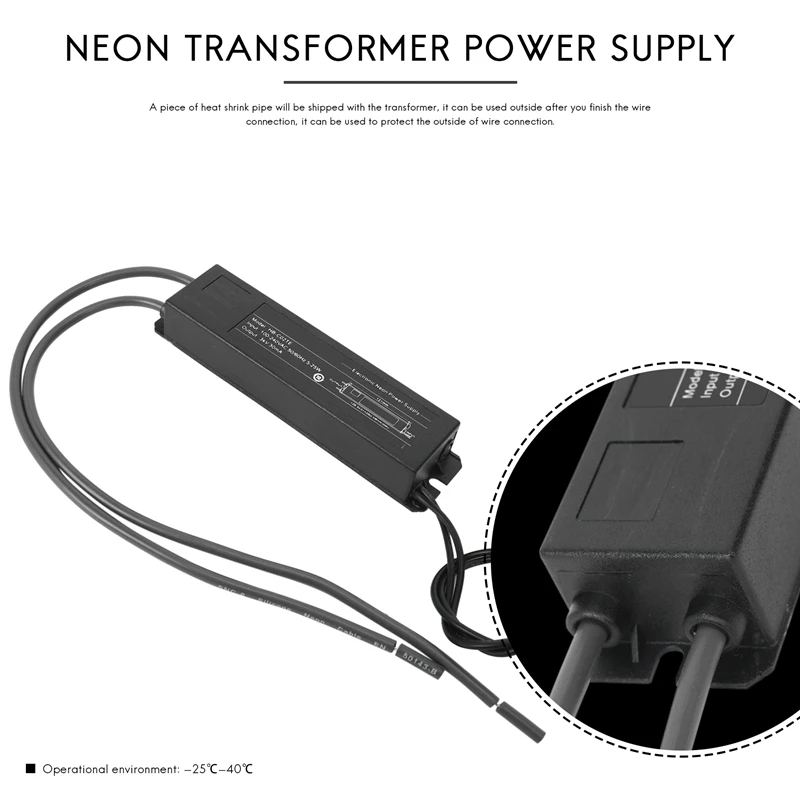 Alimentatore trasformatore elettronico per insegne luminose al neon Hb-C02Te 3Kv 30Ma 5-25W Adatto per qualsiasi dimensione di insegne luminose al neon in vetro