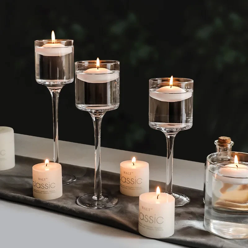 3/6pcs Glass Candle Holders Tall Tealight Table Centerpiece Clear Candleholders Wedding Party Valentine'S Day Table Decoration