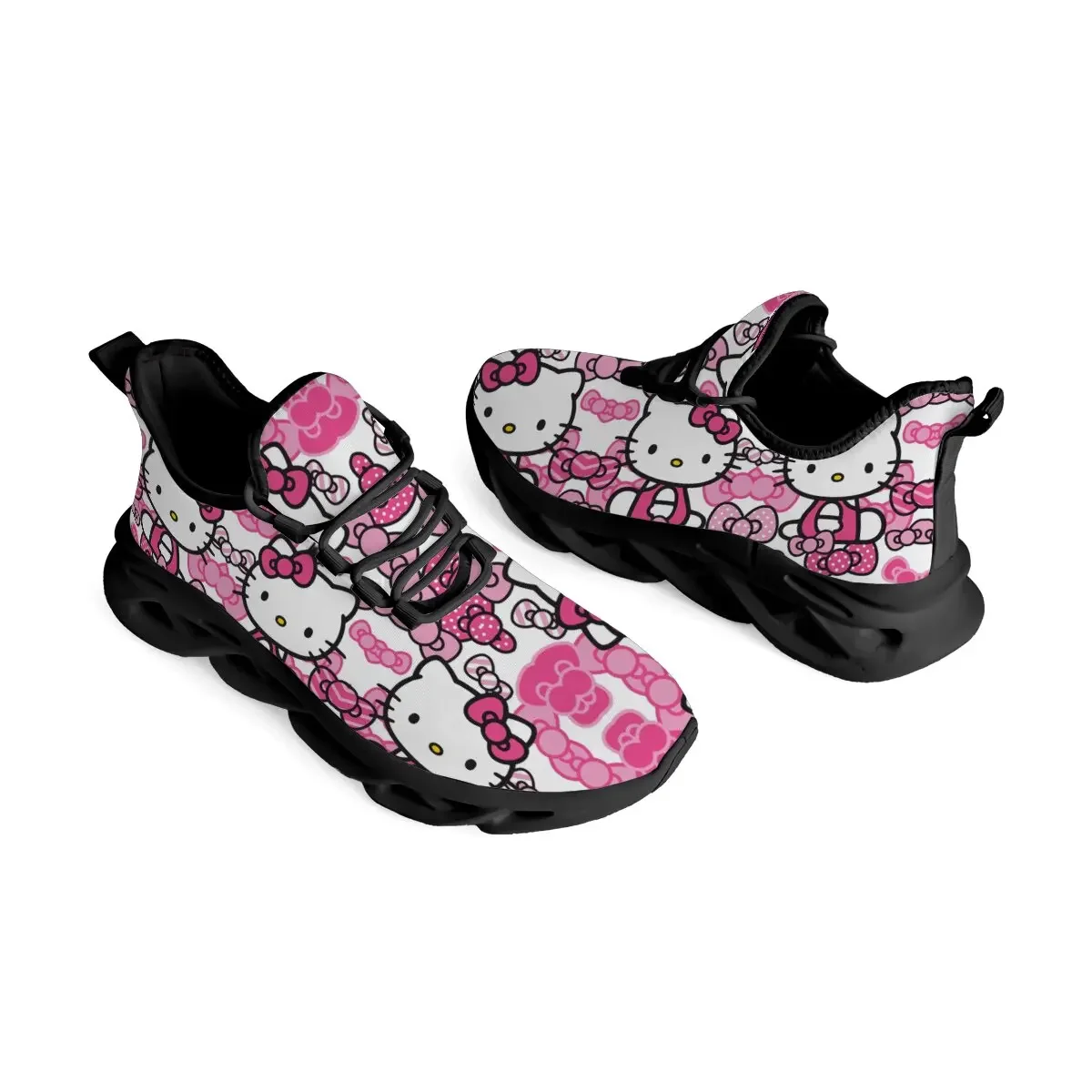 

Легкая летная тканая повседневная спортивная обувь большого размера с круглым носком и плоской подошвой из мультфильма Диснея с рисунком Китти Микки и шнуровкой