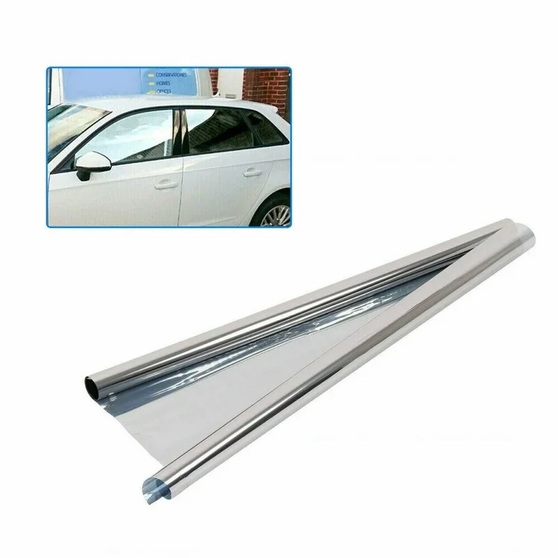 3 Meter Window Tint Film 15%VLT Mirror Tinting Film Car Glass Sticker Sun Shade UV Protect Film Silver Waterproof Exterior Parts