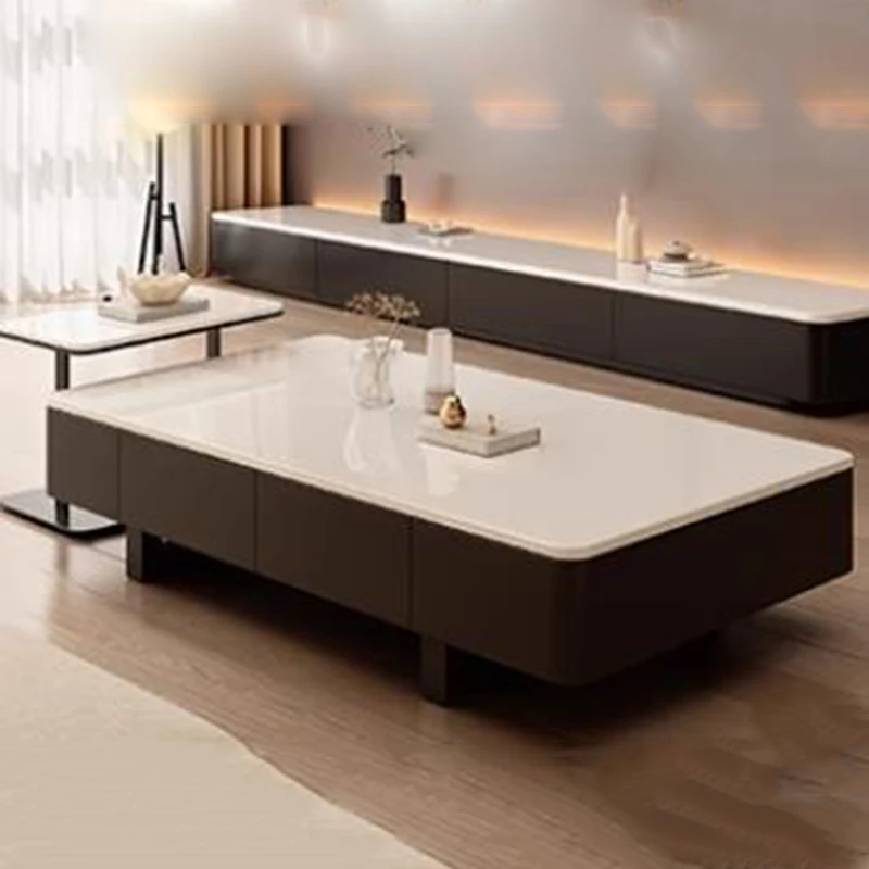 طاولة القهوة الخشبية الإيطالية غرفة المعيشة الفاخرة بسيطة الحد الأدنى طاولة جانبية أدراج تخزين ميسا أثاث غرفة المعيشة المساعدة #3