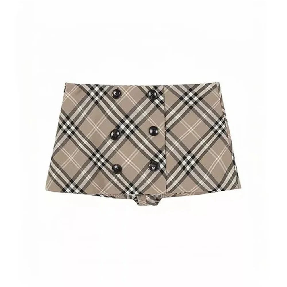 

Khaki Plaid Skirts Summer Low Waist Women Y2k Clothes Harajuku Vintage Sexy Mini Skirt Korean Harajuku Casual Chic Bag Hip Skirt