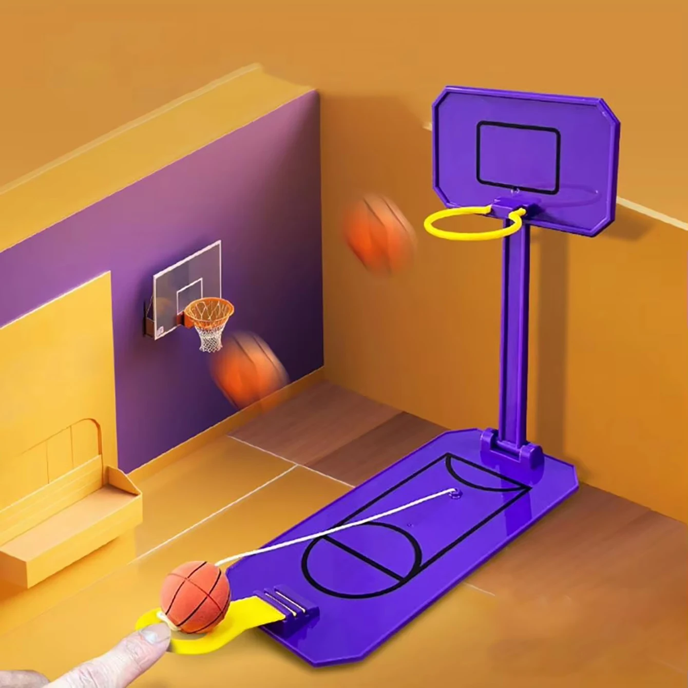1pc Children Interactive Educational Toy Creative Desktop Basketball Game Machine, Mini Basketball Hoop Toy, Indoor Leisure Toy