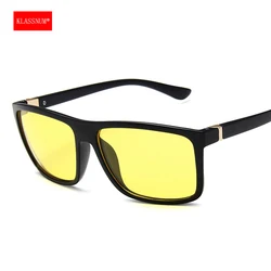 Men Classic Driving Glasses Yellow Lens Square Sun Glasses Anti-glare Night Vision Glasses Women Cycling, Running Eyepiece New