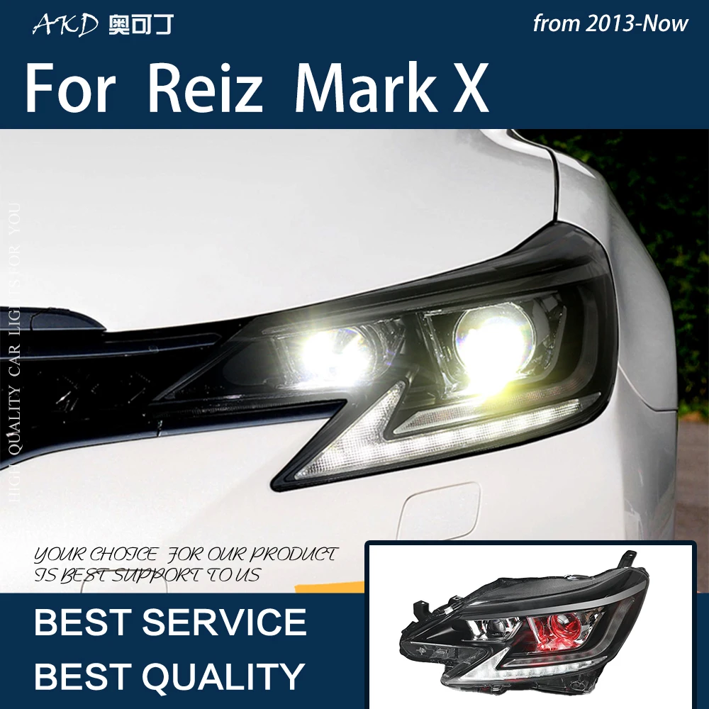 Car Lights For Reiz 2013-2018 Mark X LED Auto Headlight Assembly Upgrade Nike Design Bicofal Lens Signal Lamp Tool Accessories