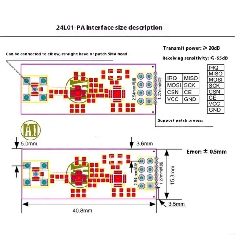 X6HB NRF24L01ワイヤレスモジュール1100m長距離通信産業自動化データ制御に適したアンテナの強化アンテナ