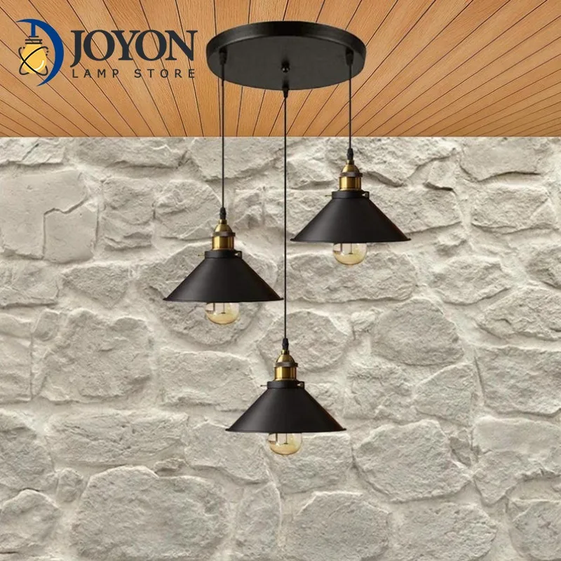 

3 Lights Metal Pendant Light Barn Vintage Farmhouse Style Ceiling Lighting Kitchen Hanging Light Fixture for Island Dining Room