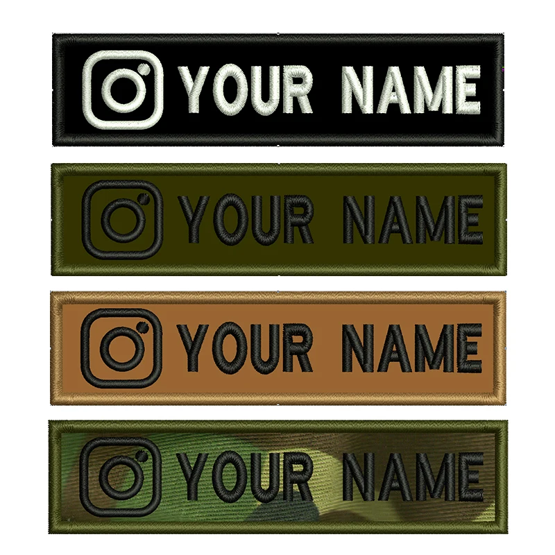 Instagram Logo Embroidery Custom Name Patches Stripes Badge Hook Backing Or Iron On For Clothes Backpacks Hat Dog Collar