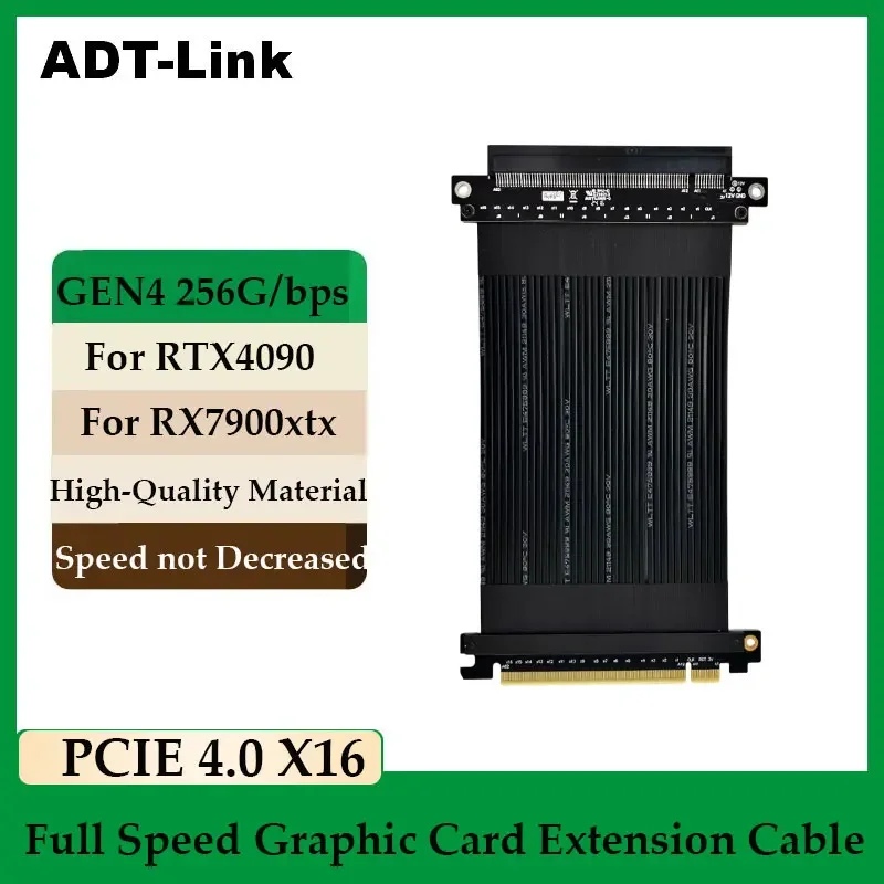ADT-Link PCIE 4.0 X16 Riser Cable Video Card Extension Cable ATX CASE GPU PCI Express 16X 4.0 GEN4 Shielded Riser Extender