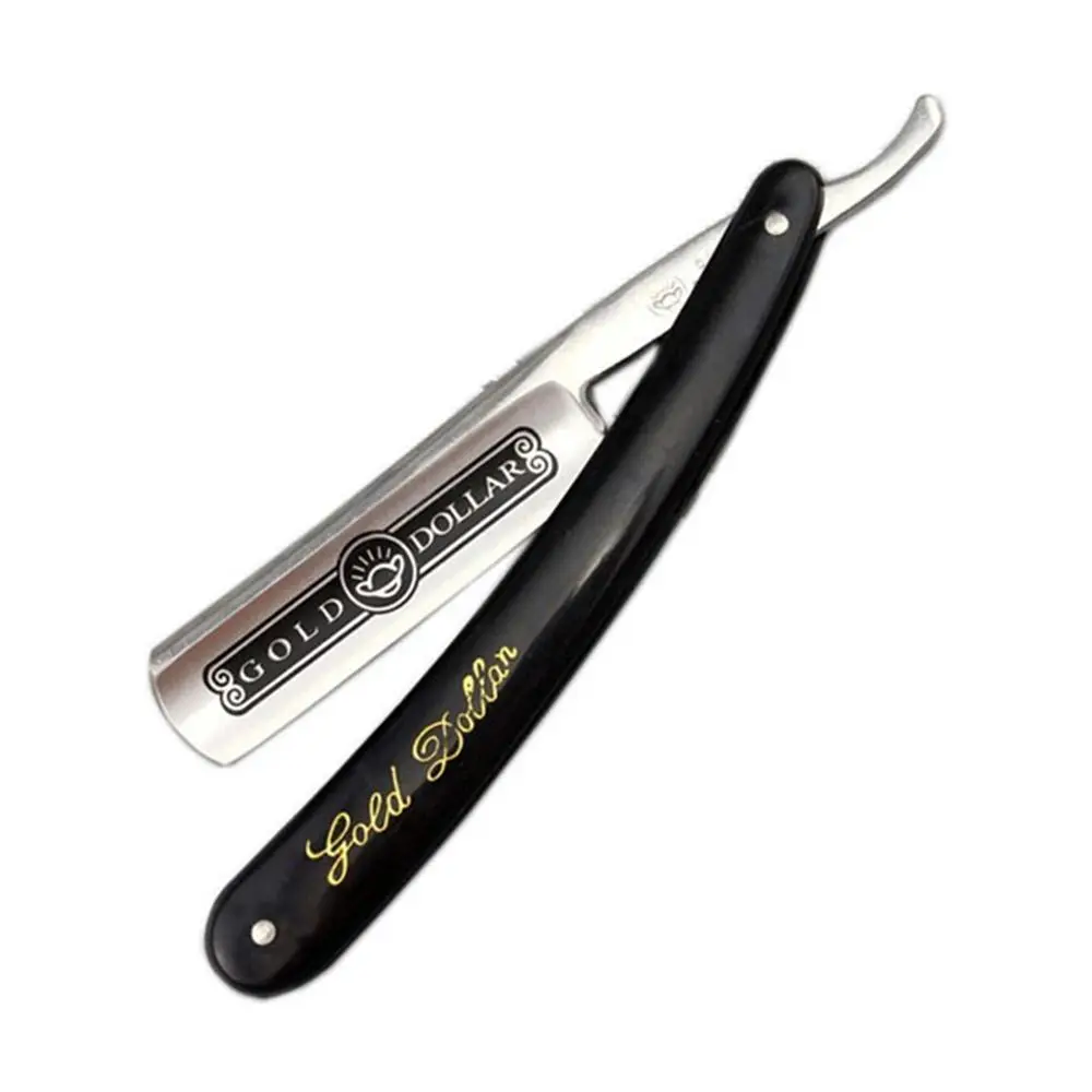 Mirror Finish Manual Stainless Steel Shaving Razor Barber Blades Gold Dollar 66 Straight Edge